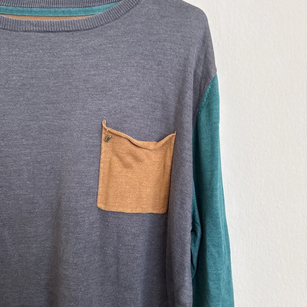 Billabong Crewneck Pullover Two Tone Sweater‎ Front Pockets Mens Size Large